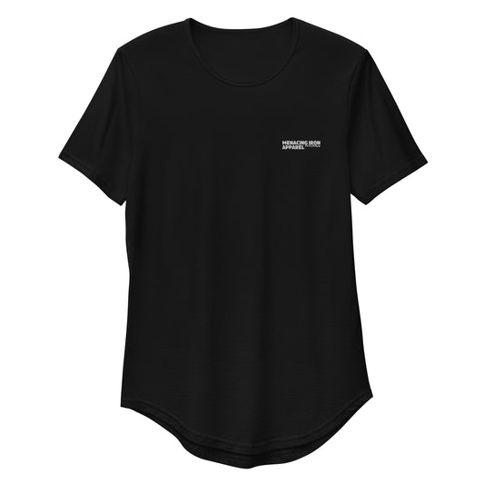 Menacing Logo (White) Curved Hem Embroidery T-Shirt - MenacingIronApparel